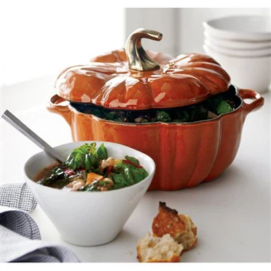 Olla de esmalte con forma de calabaza