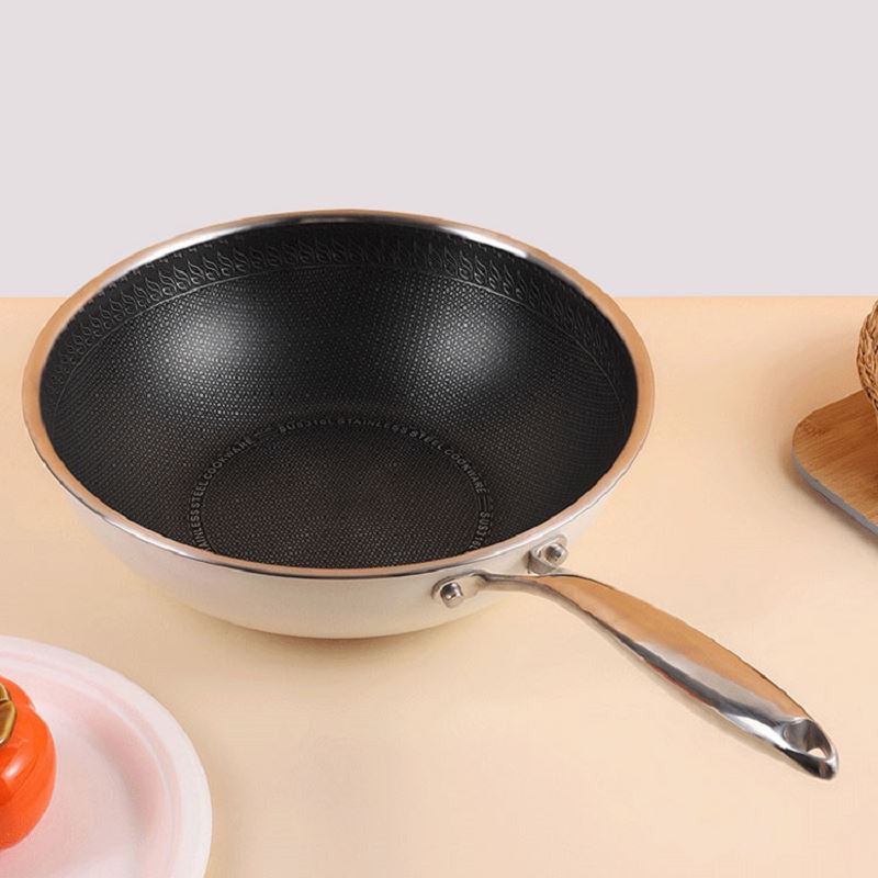 Sartén profunda de acero inoxidable con tapa